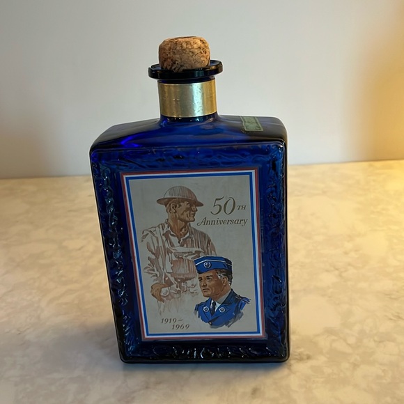 JD DANT Other - VNT 1969 Whiskey Decanter Cobalt Blue American Legion 50th Anniversary JW DANT
